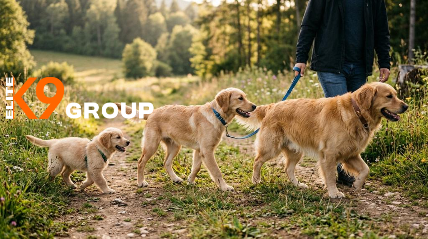 Golden Retriever growth stages and training insights including dog training