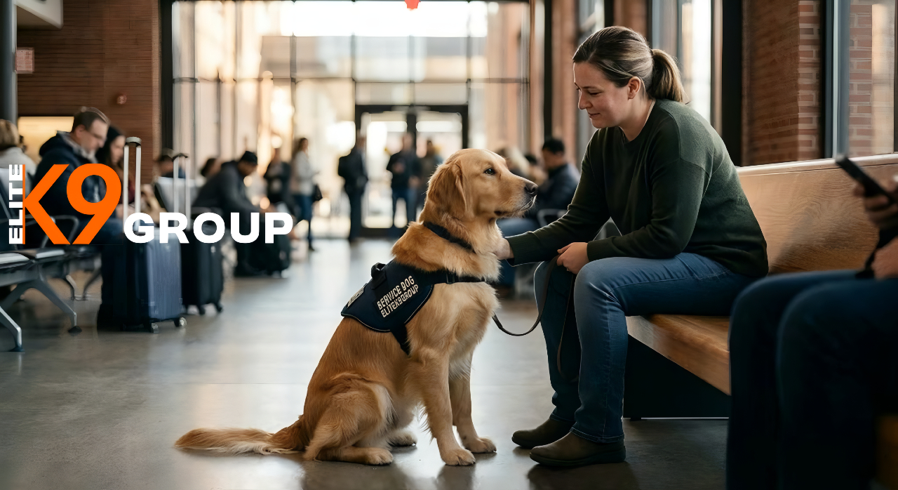 Psychiatric service dog trained for support tasks.